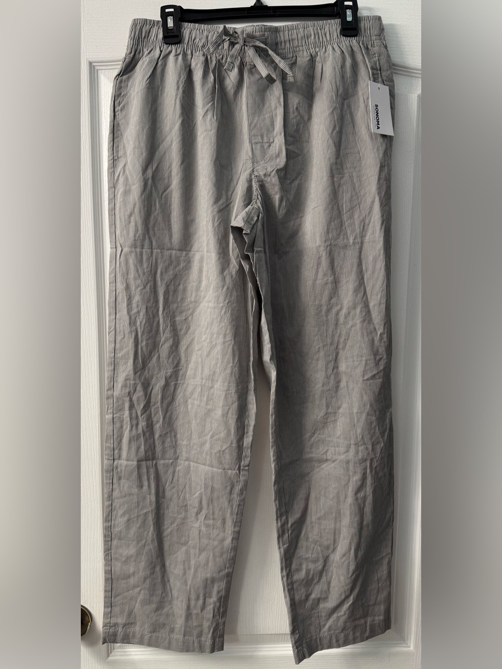Men's Sonoma Goods For Life® Woven Essential Pajama Pants in Dark Gray Pinstripe - Picture 2 of 12